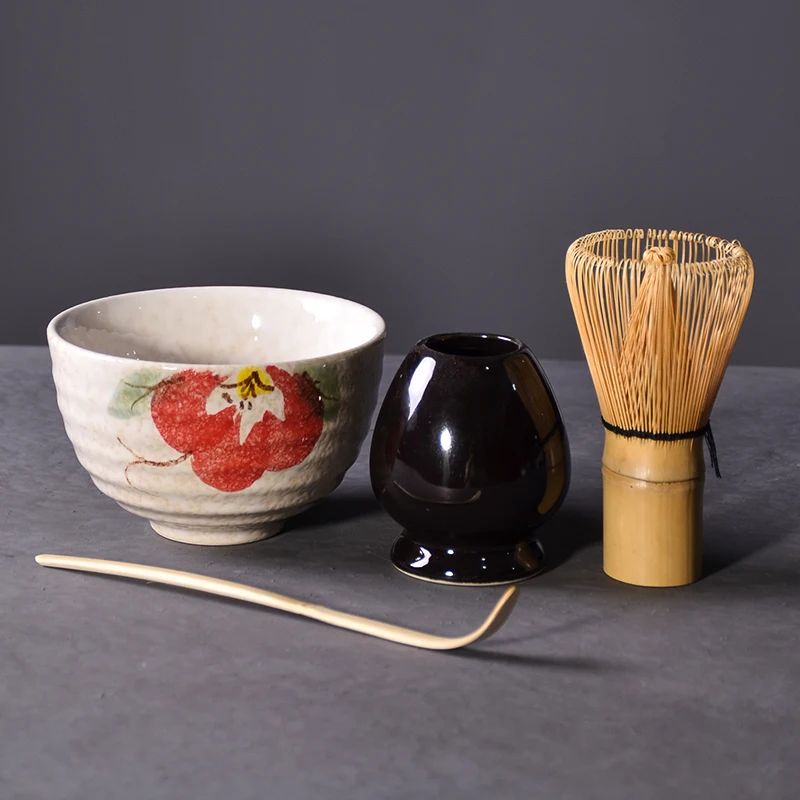 Matcha Whisk Set - Tangpin 4pcs/Set Traditional Matcha Giftset Bamboo
