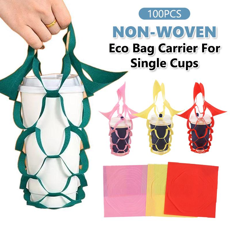 Coffee Tea Green - 100pcs Hollow Out Non-woven Tote Bag