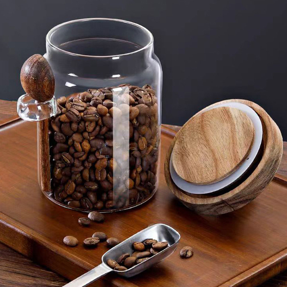 Coffee Tea Holders - Glass Coffee Bean Storage Jar Airtight