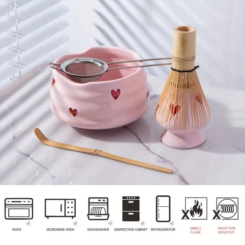 【2/4/5Pcs Cute Heart Decal Cer - Matcha Whisk Set recension och pris