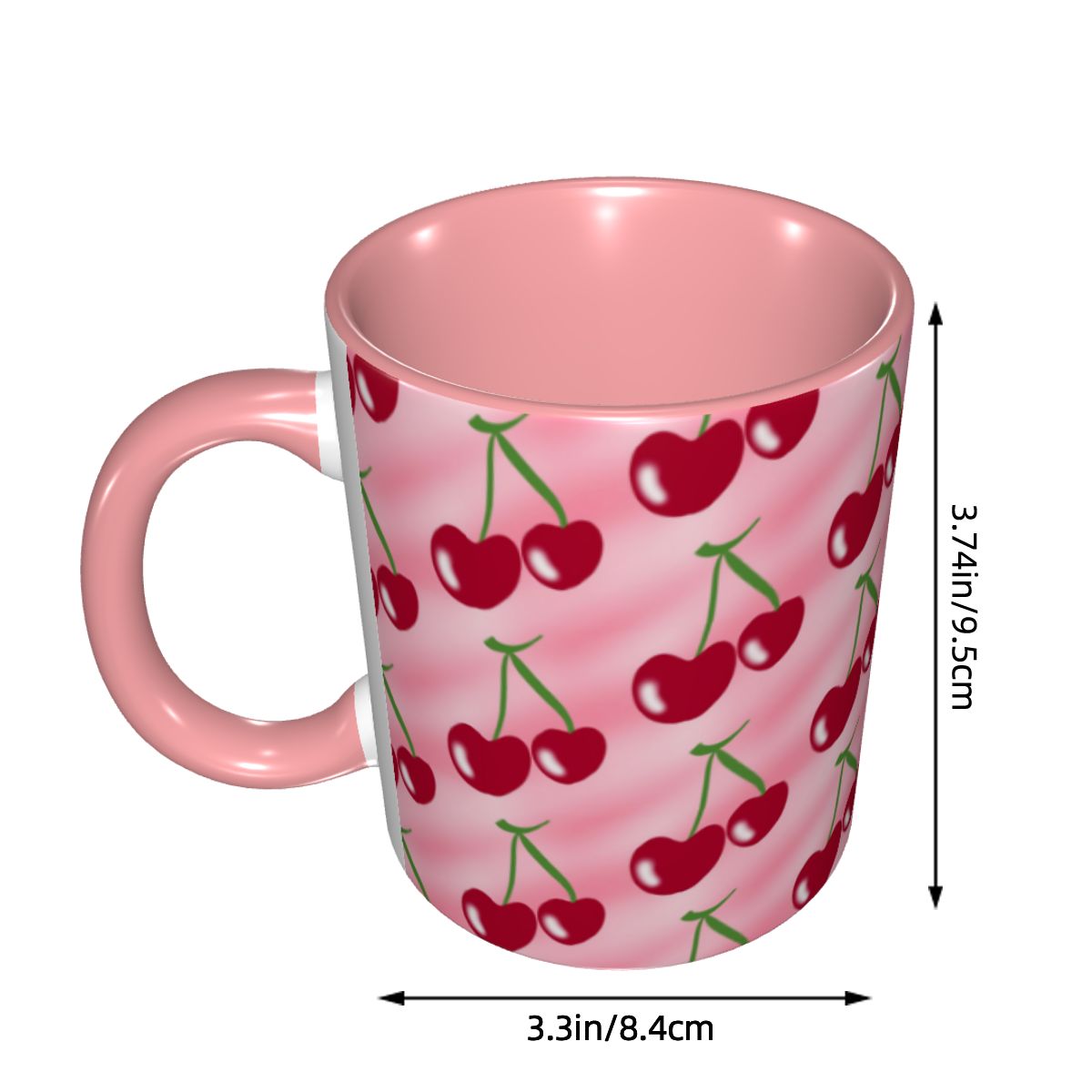 Red Cherry Green Stems Pink Mu - Coffee Tea Green recension och pris