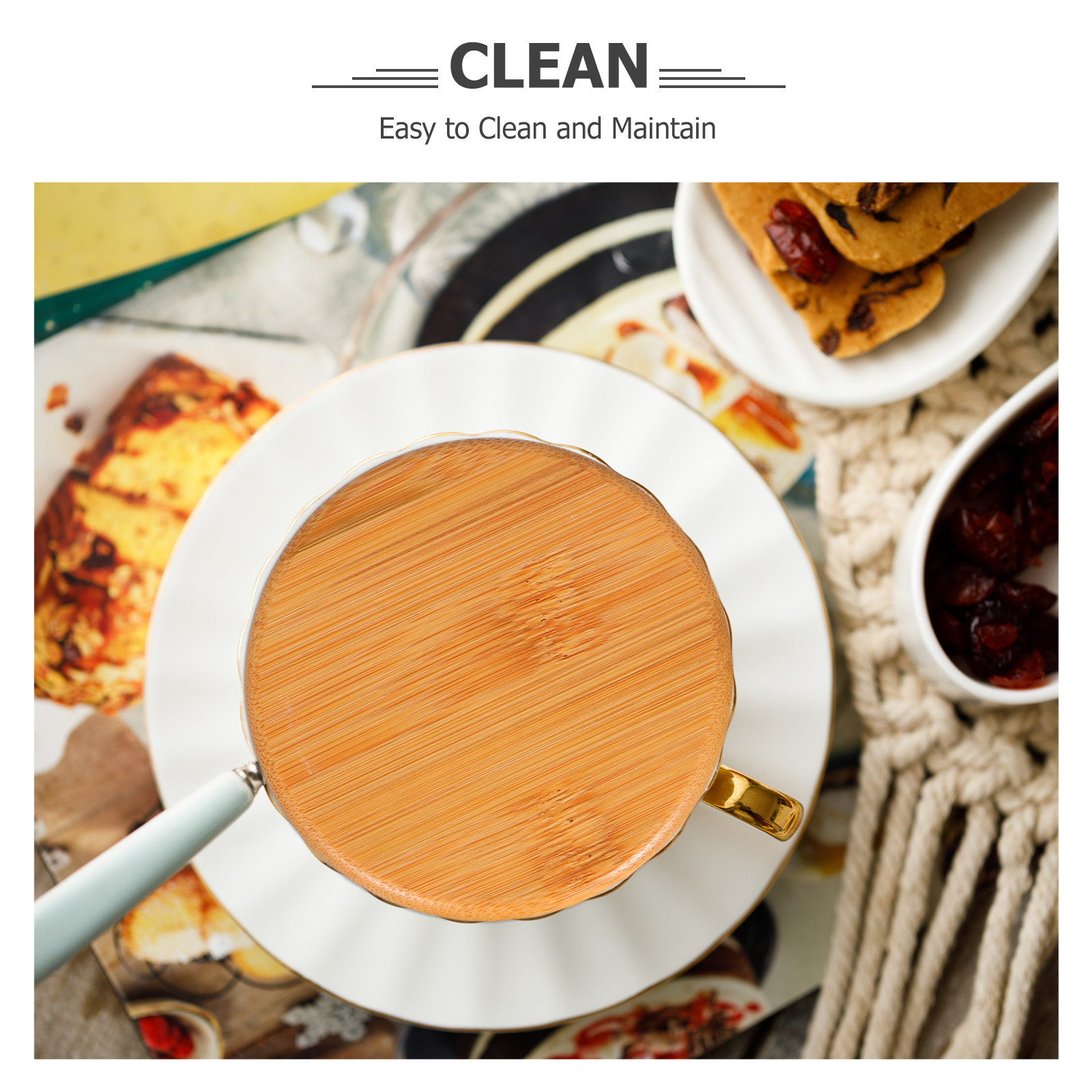 4Pcs Bamboo Cup Lids Round Uni - Coffee Tea Replacement recension och pris