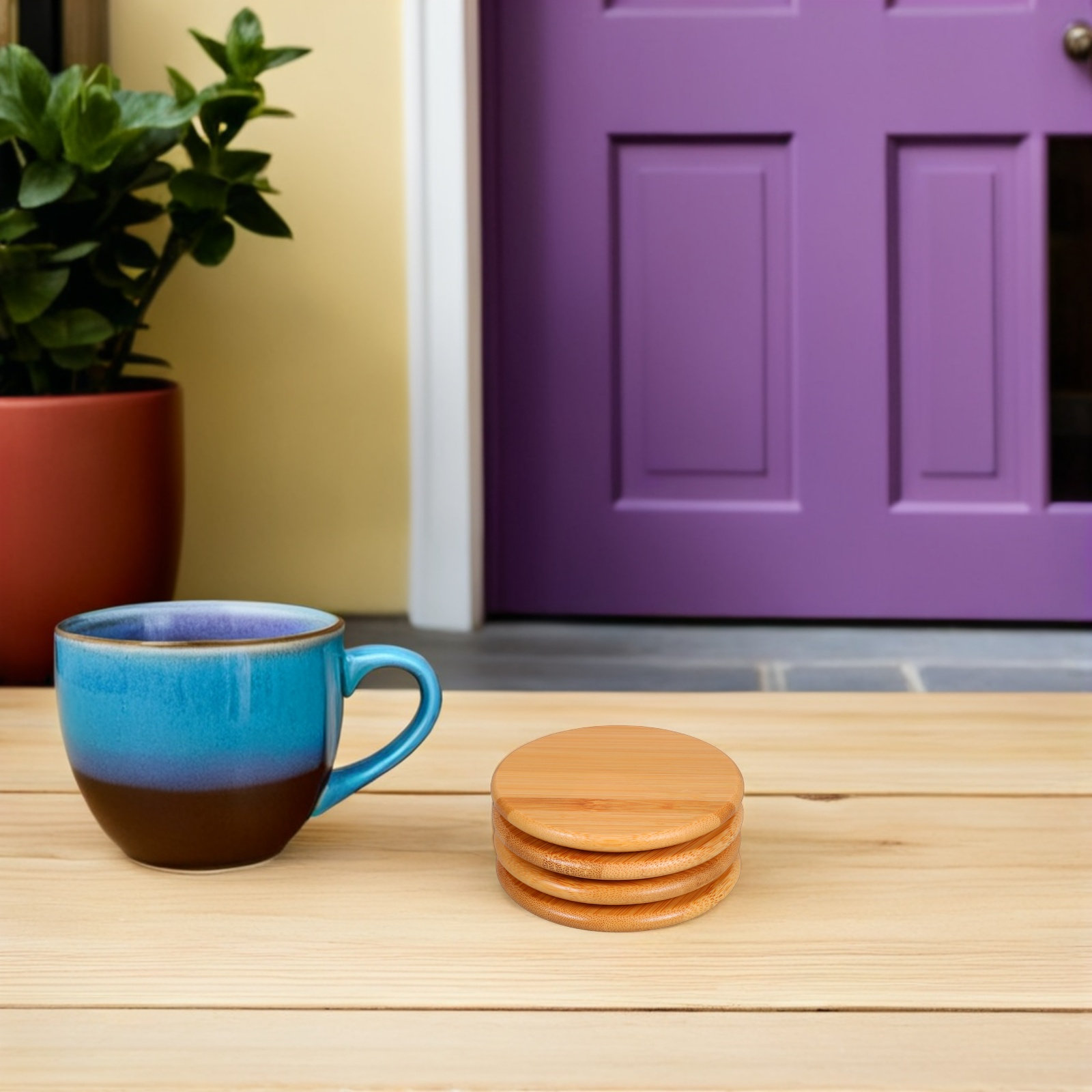 4Pcs Bamboo Cup Lids Round Uni - Coffee Tea Replacement recension och pris