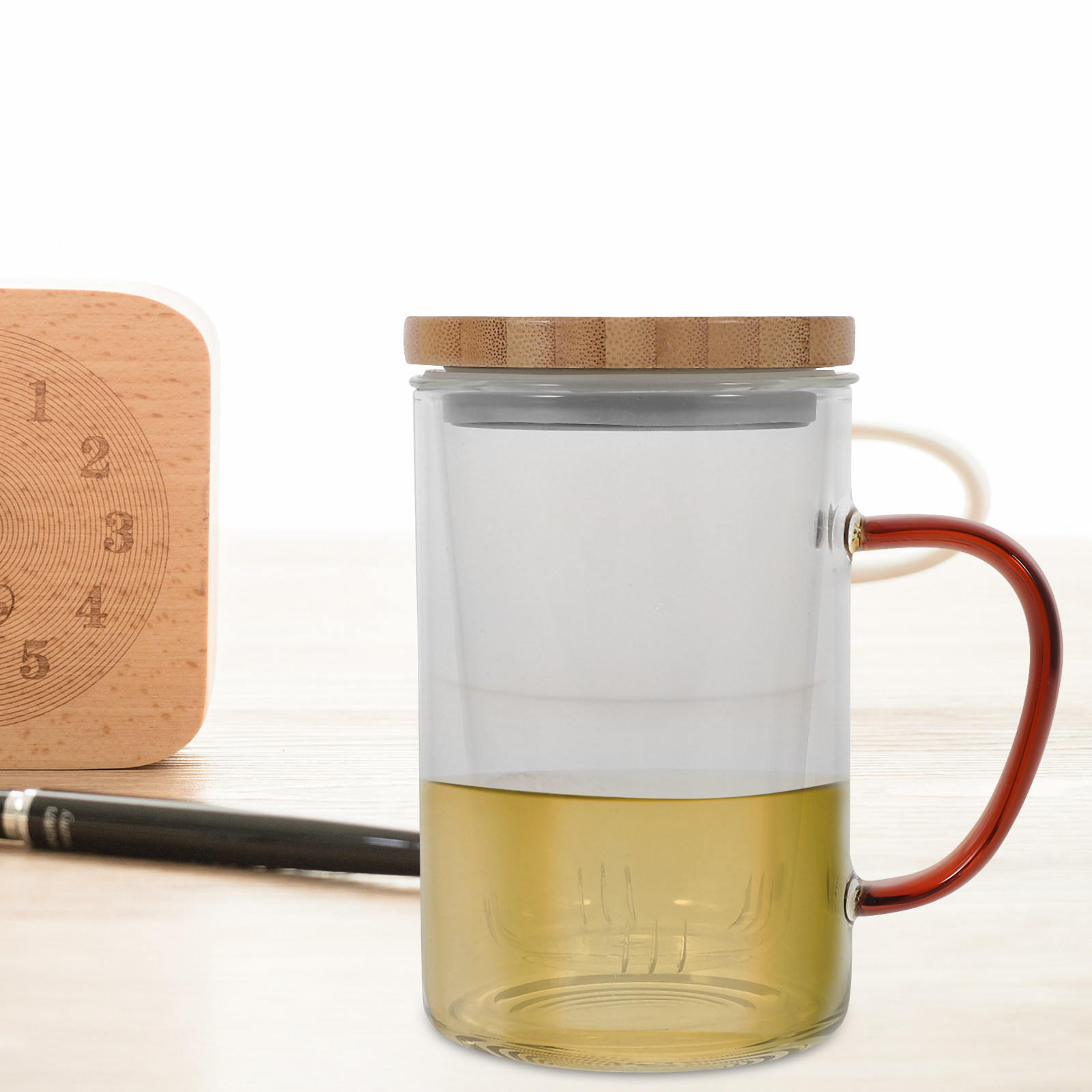 450Ml Glass Tea Cup with Built - Coffee Tea Green recension och pris