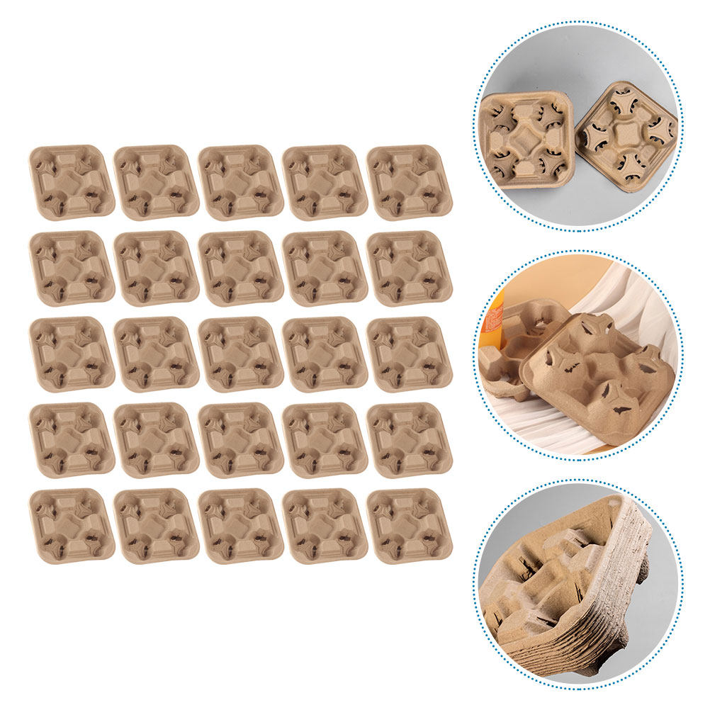 25Pcs Four-Cup Paper Pulp Hold - Coffee Tea Holders recension och pris