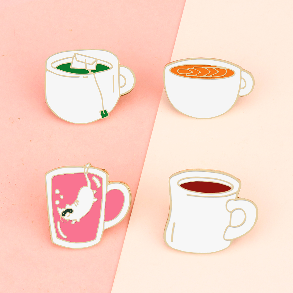4 Style Drink Enamel Pins Crea - Coffee Tea Green recension och pris