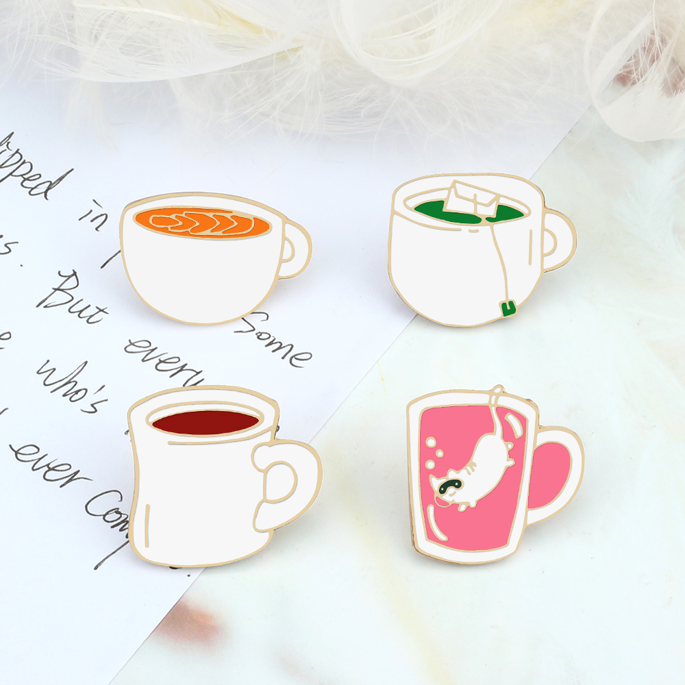 4 Style Drink Enamel Pins Crea - Coffee Tea Green recension och pris