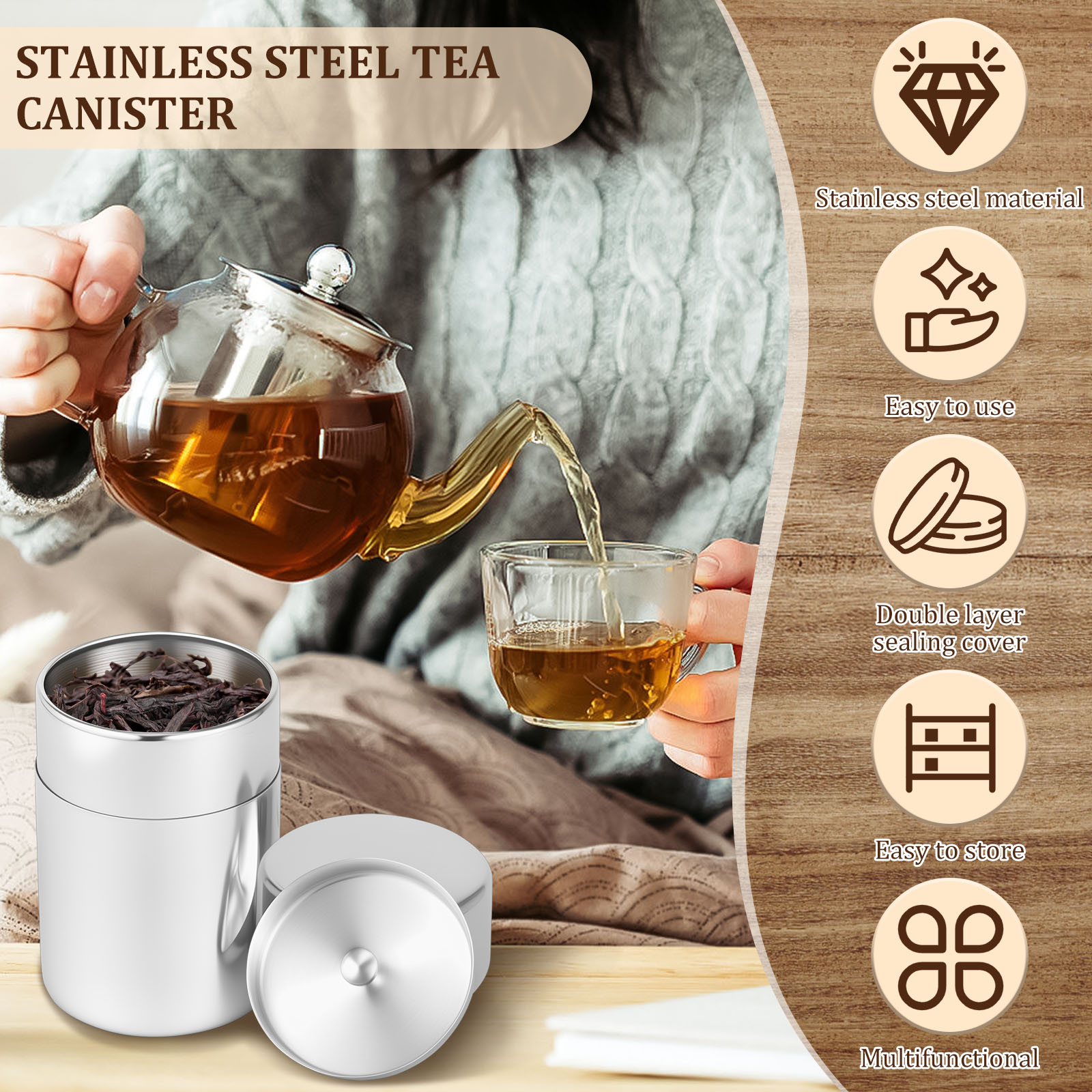 Stainless Steel Tea Leaf Tins  - Coffee Tea Leaf recension och pris