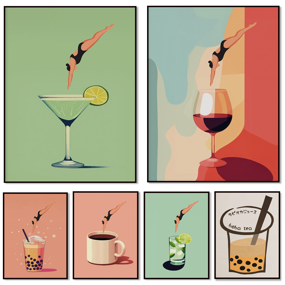 Wine wall art, gin and tonic,  - Coffee Tea Picture recension och pris