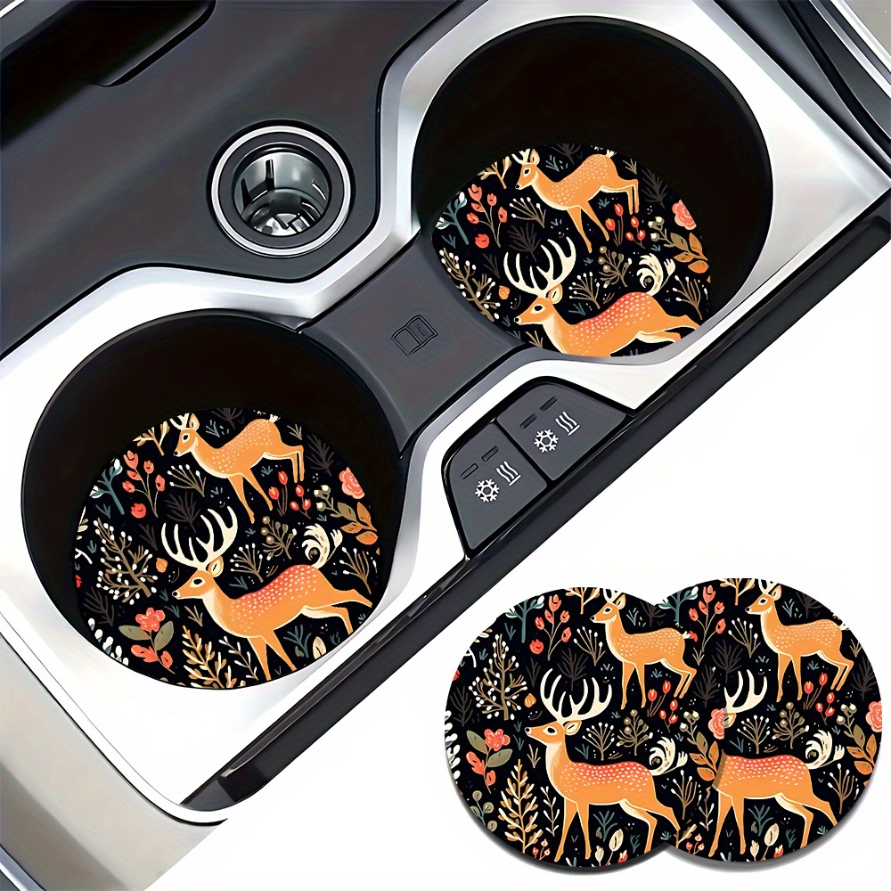 2 Deer Print Car Coasters - Su - Coffee Tea Etc recension och pris
