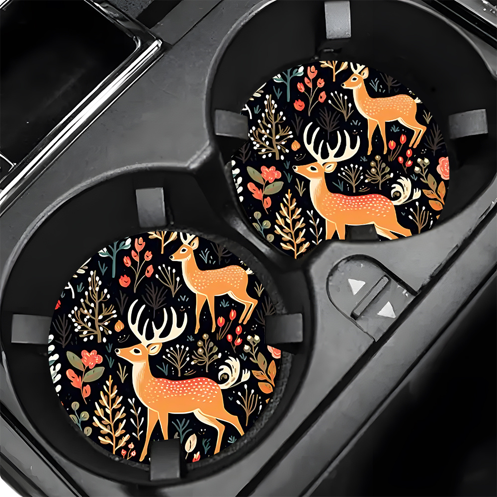 2 Deer Print Car Coasters - Su - Coffee Tea Etc recension och pris